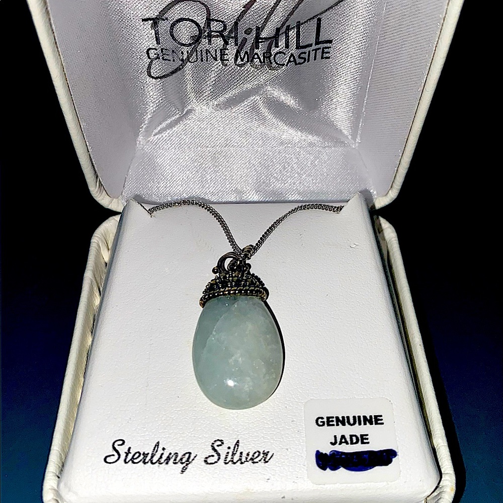 Sterling Silver Chain With Genuine Jade Pendant